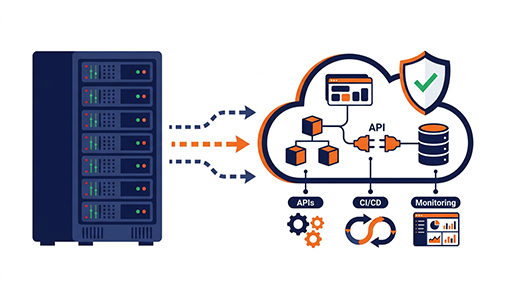 Illustration of moving from legacy systems toward cloud platforms